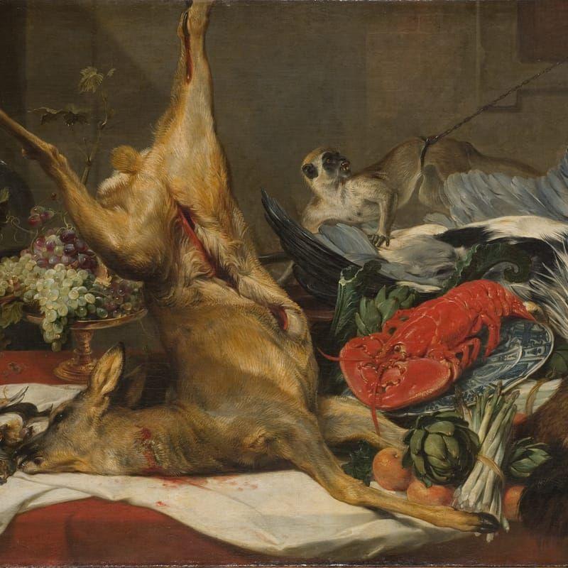 Still Life with Dead Game, a Monkey, a Parrot, and a Dog
